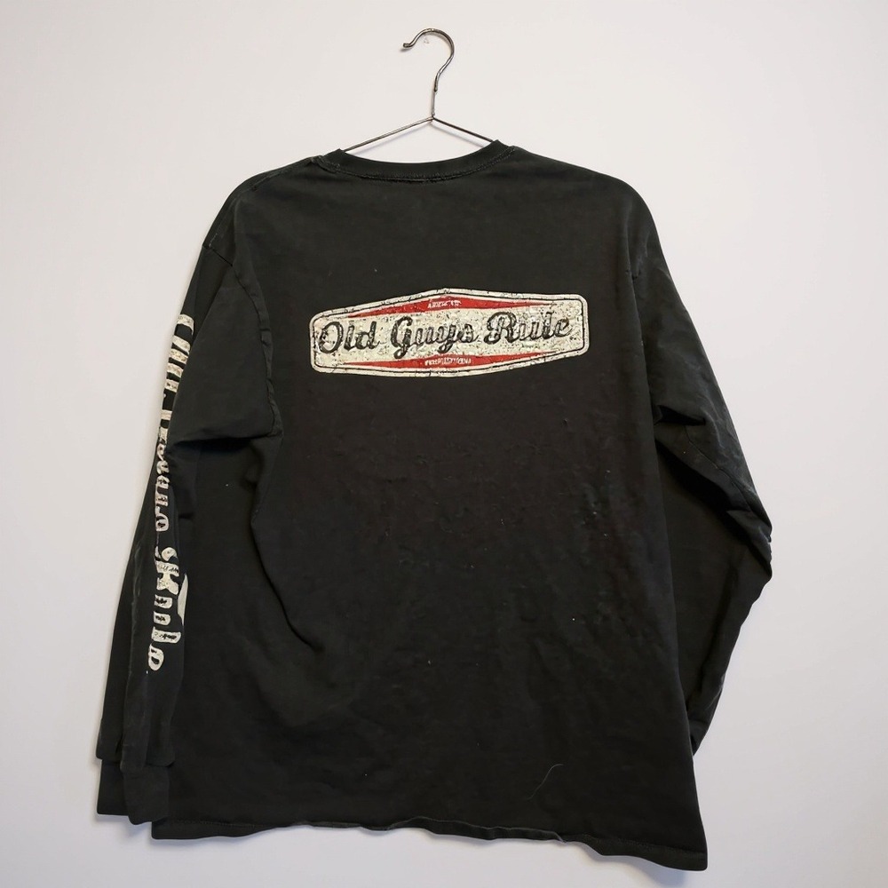 Old Guys Rule T-Shirt Men's Long‎ Sleeve Graphic Aged to Perfection Black L